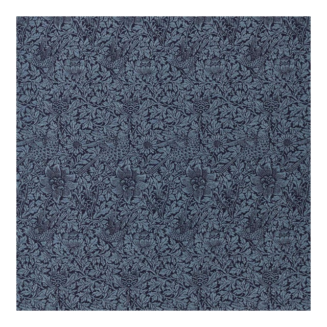Morris & Co. Bird & Anemone Weave Fabric in Indigo For Sale