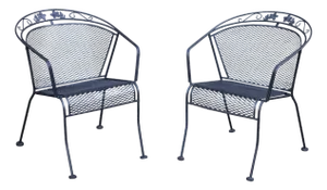 Vintage Wrought Iron Pair Of Patio Armchairs Chairs