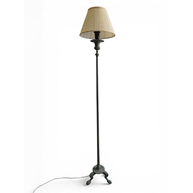 Romanesque Revival Bronze Floor Lamp with Archaeological Green Patina, 1950s For Sale - Image 3 of 12