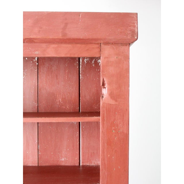 Antique Red Step Back Cupboard Cabinet For Sale - Image 4 of 18