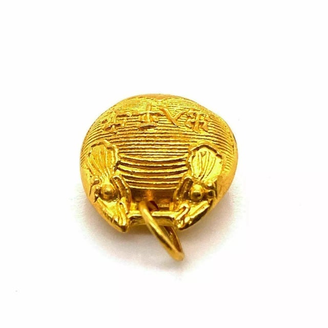 Textured Design 24k Gold Purse Charm Pendant For Sale - Image 10 of 12