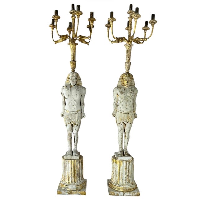 Monumental Egyptian Revival Giltwood Torchères, 19th Century, France For Sale - Image 14 of 14