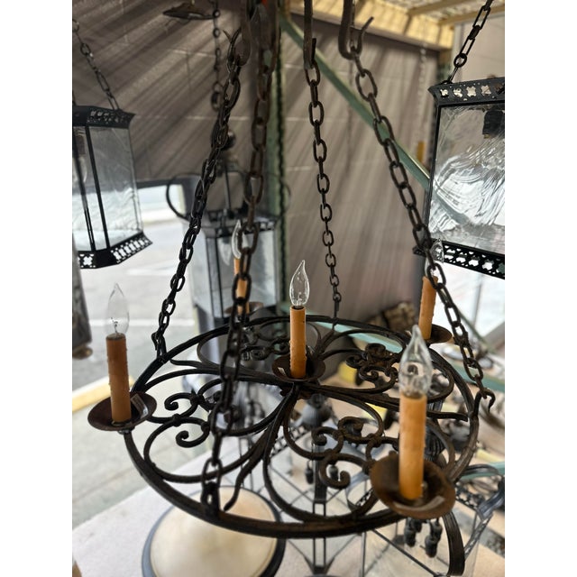 Black Mid 20th Century Spanish Colonial Pendant With 5 Lights For Sale - Image 8 of 10