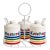 Vintage 1986 Hoan Ceramic Condiment Set With Caddy, Rainbow Stripe, Mustard Ketchup Relish For Sale