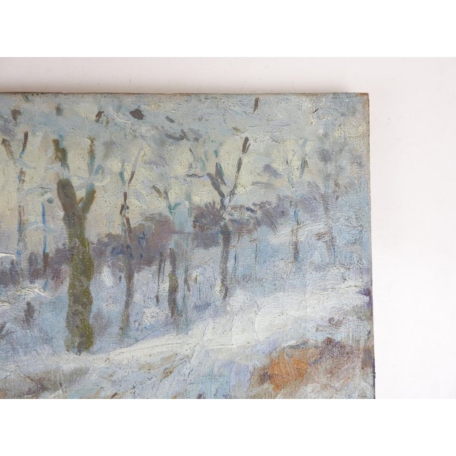 Early 20th Century Charles Meurer Impressionist Winter Landscape Painting For Sale - Image 4 of 8