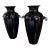 Vintage Hand-Blown Glass Vase in Ebony With Clear Handles- a Pair For Sale