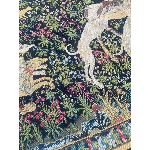 French Aubusson Style Needlepoint Tapestry with Medieval Design, 1970s For Sale - Image 15 of 18