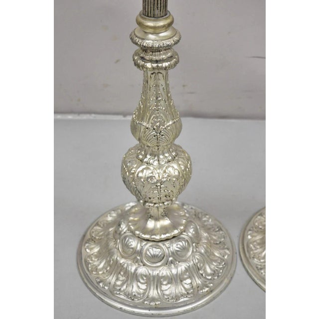 Vintage 43" Tall Baroque Silver Plated Collapsible Floor Candlesticks in Box For Sale - Image 14 of 15