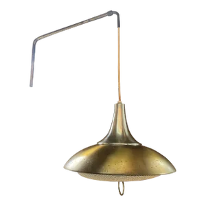 Mid 20th Century Paavo Tynell-Style Perforated Brass Pendant Lamp