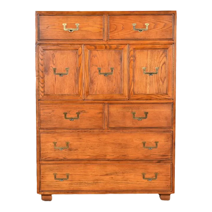 Henredon Mid-Century Modern Campaign Oak Gentleman's Chest, Circa