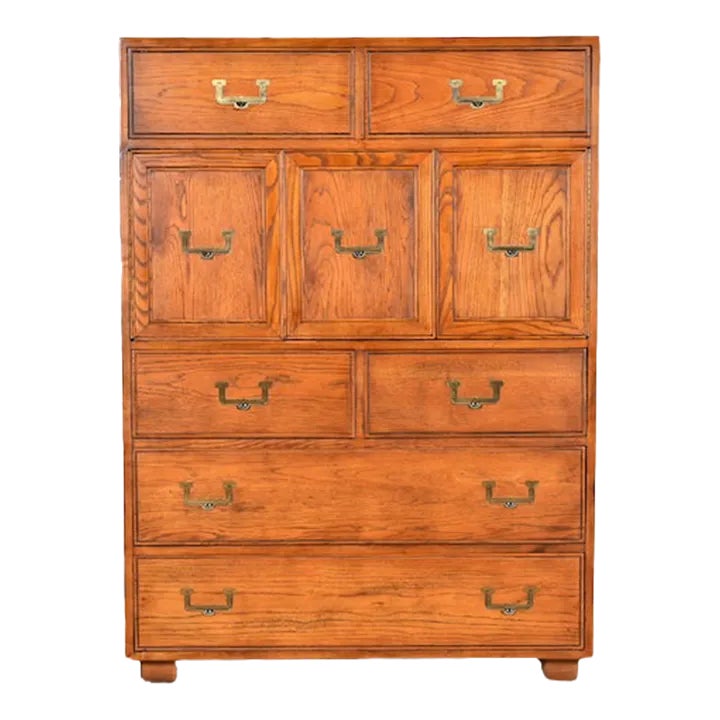 Henredon Mid-Century Modern Campaign Oak Gentleman's Chest, Circa