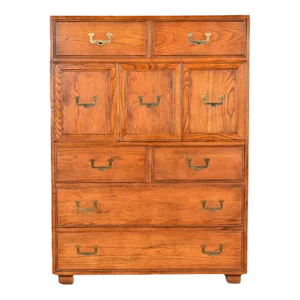 Henredon Mid-Century Modern Campaign Oak Gentleman's Chest, Circa 1970s