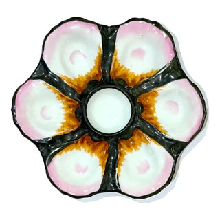 French Hand-Painted Porcelain Oyster Plate - Early 20th Century For Sale