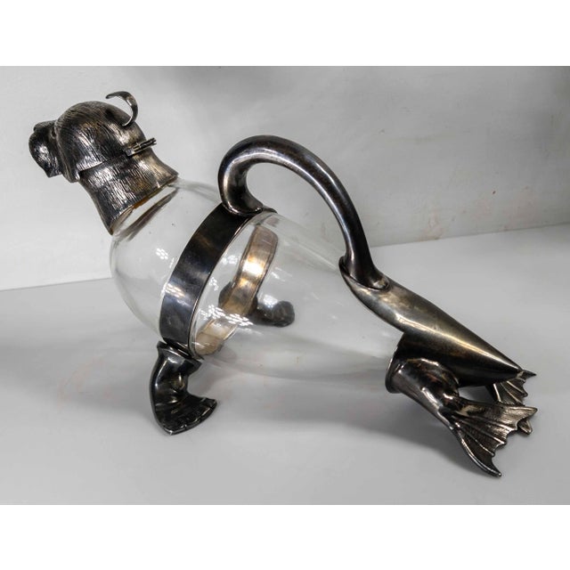 19th Century English Victorian Silverplate Walrus Seal Form Wine Decanter For Sale - Image 9 of 18
