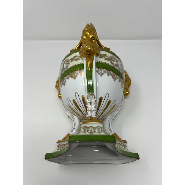Antique Royal Bavaria “Louis Seize” Hand-Painted Portrait Urn With Ram Head Handles, Circa 1900 For Sale - Image 12 of 12