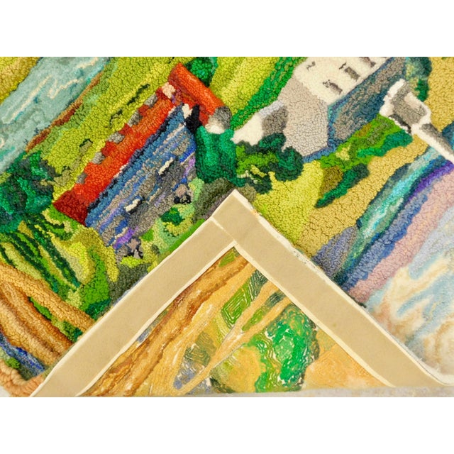 Green Trudi Shippenberg, Large Americana Folk Art Pictorial Hooked Rug Wool Wall Hanging Tapestry For Sale - Image 8 of 9
