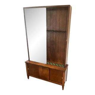 Walnut Mid Century Modern Glass Display Cabinet 74” Tall X 44.5” Wide. Rifle / Pool Stick Display For Sale