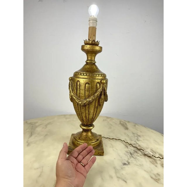 1970s Large Golden Beech Table Lamp, 1970s For Sale - Image 5 of 9