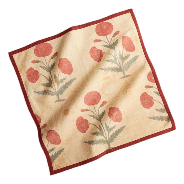 Poppy Dinner Napkins, Set of 4 For Sale