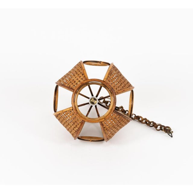 Mid-Century French Riviera Pendant Light in Rattan and Wicker, Italy, 1960s For Sale - Image 15 of 17
