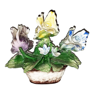 1950s Capodimante Porcelain Floral Basket