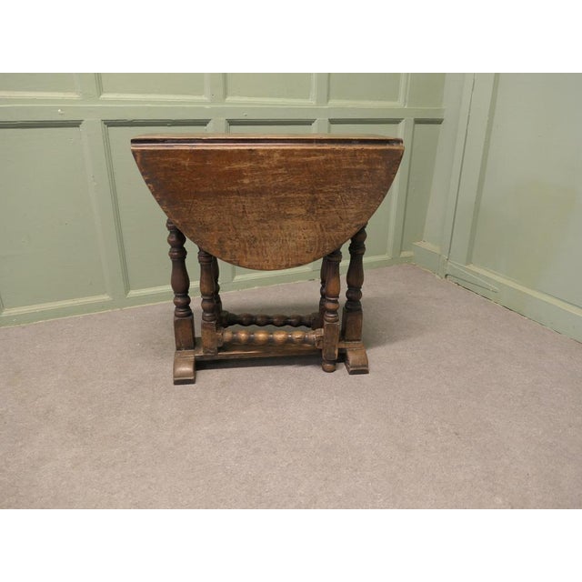Small Georgian Oak Gate Leg Table the Table Has a Oak Top with Turned Leg, 1800 For Sale - Image 3 of 8