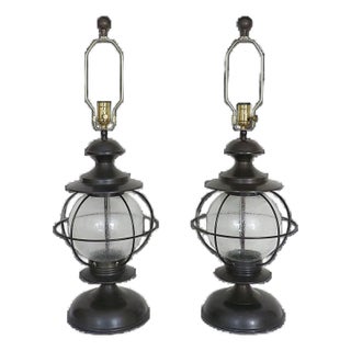 Pair of Large Table Lantern Lamps Onion Nautical Coastal For Sale