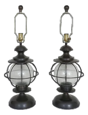 Pair of Large Table Lantern Lamps Onion Nautical Coastal