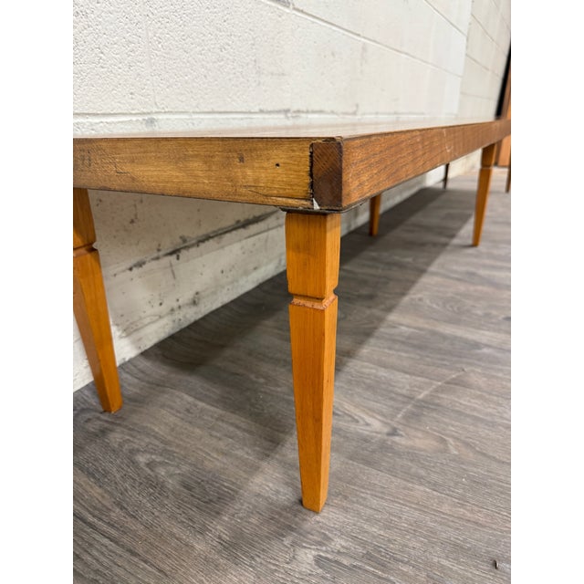 Vintage Mid Century Modern 84 Inch Solid Oak Bench For Sale - Image 4 of 12