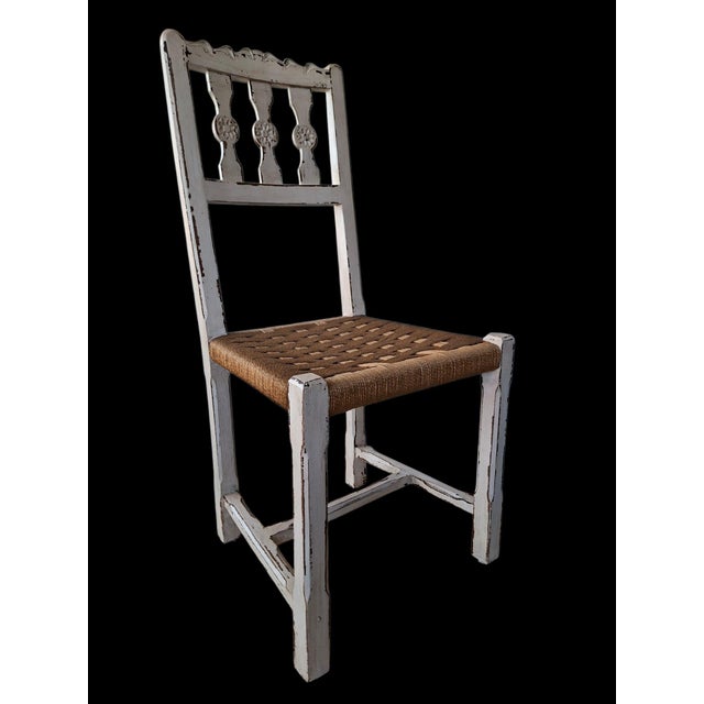 Vintage Wood Chairs with Rope Seats, 1960s, Set of 6 For Sale - Image 3 of 18