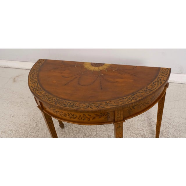 English Paint Decorated Adam Style Satinwood Console Table For Sale - Image 3 of 12
