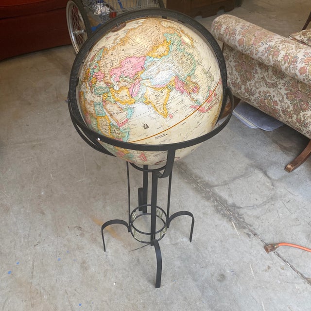 Metal Mid-Century Modern Metal Globe on Stand For Sale - Image 7 of 7