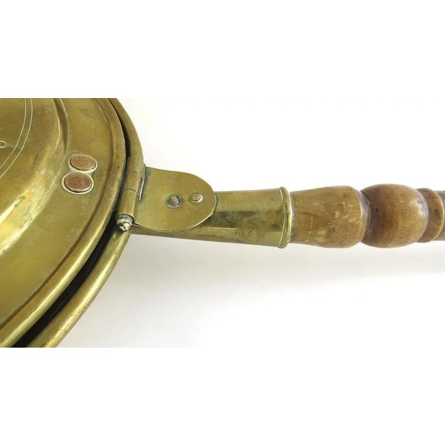 English Brass Bed Warmer with Pierced Lid For Sale - Image 4 of 9