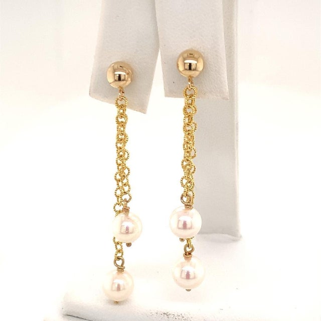Akoya Pearl Earrings 14k Yellow Gold Certified For Sale - Image 11 of 14