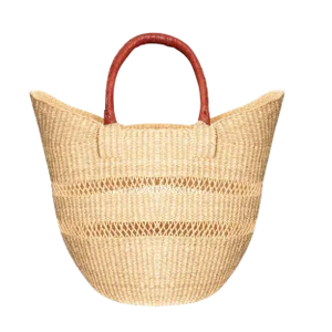 Bolga Ghana Natural Dye Free Beach Bag Woven Basket