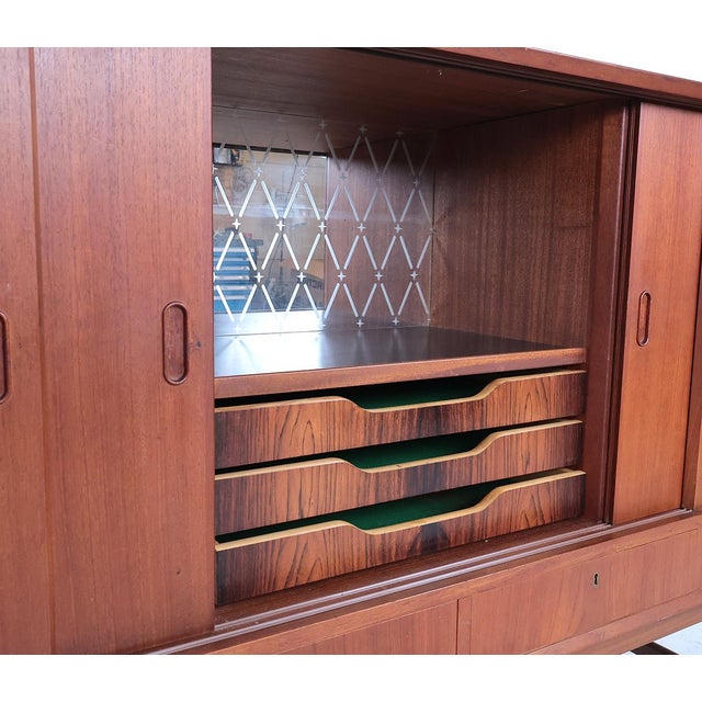 Brown Vintage Danish Teak Highboard, 1960s For Sale - Image 8 of 17