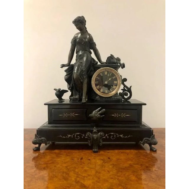 Large Antique Victorian Mantle Clock, 1860s For Sale - Image 4 of 8