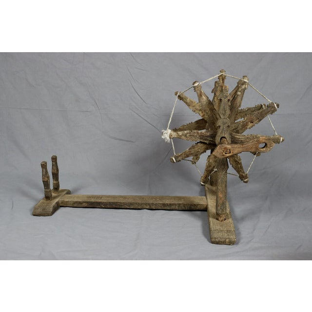 Black Antique Traditional Basic Spinning Wheel, Nuristan Charkha, 1890s For Sale - Image 8 of 12