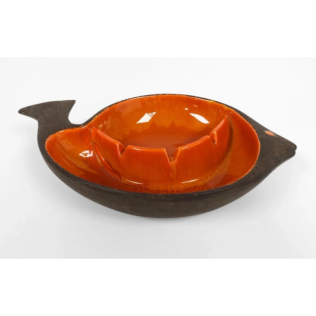 Orange 1950's Ceramic Cathall/Ashtray With Orange Glaze by Jaru of California For Sale - Image 8 of 8