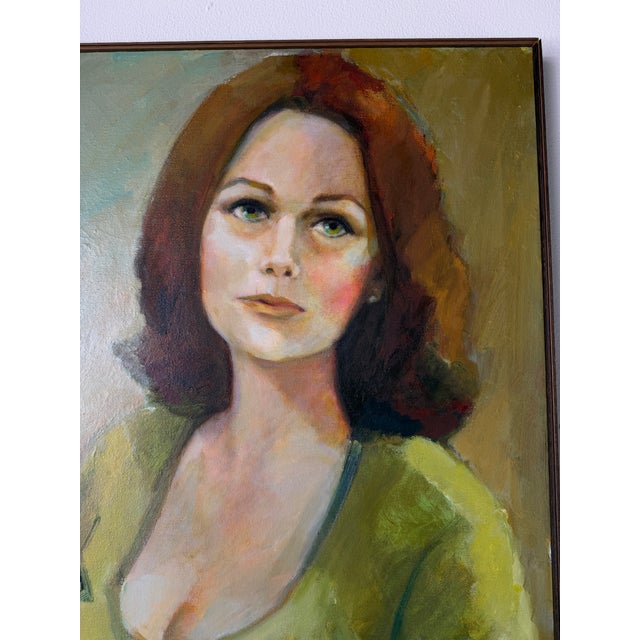 1970s Mid-Century Impressionist Woman Portrait Oil on Canvas Painting, Framed For Sale In Miami - Image 6 of 12