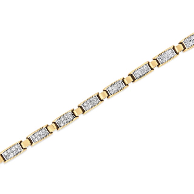 Haus of Brilliance 14K Yellow Gold 2 1/2 Cttw Princess-Cut Diamond Link Tennis Bracelet - 7.25" For Sale - Image 4 of 6