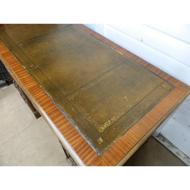 Vintage Mahogany Veneer Pedestal Desk, 1950s For Sale - Image 12 of 18