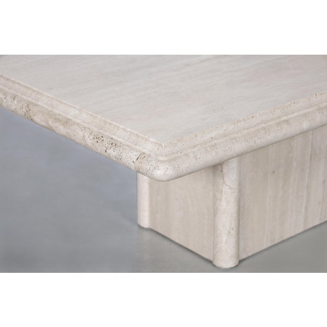 1980s Vintage Italian Modern Travertine Coffee Tables With Bullnose Edge, 1980s For Sale - Image 5 of 13
