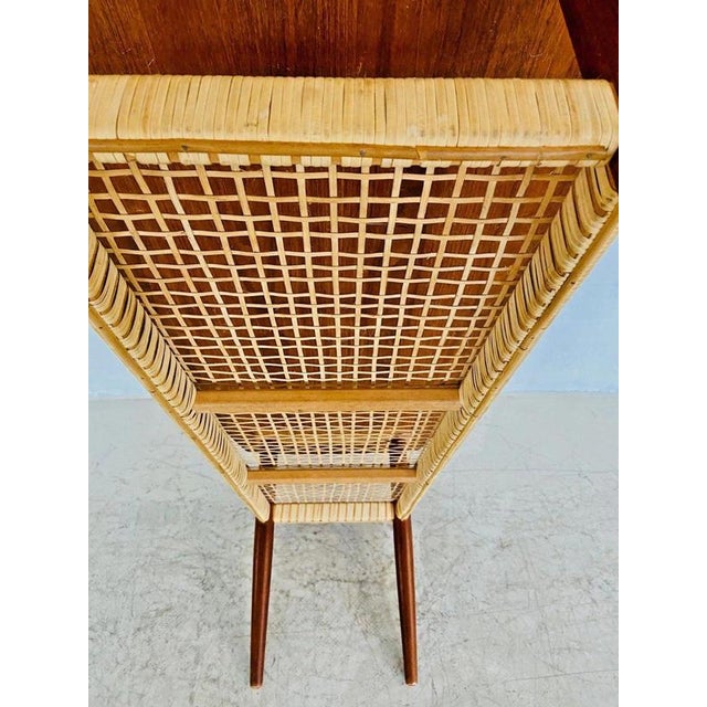 Vintage Danish Teak Coffee Table with Woven Rattan Magazine Shelf, 1960s For Sale - Image 18 of 18
