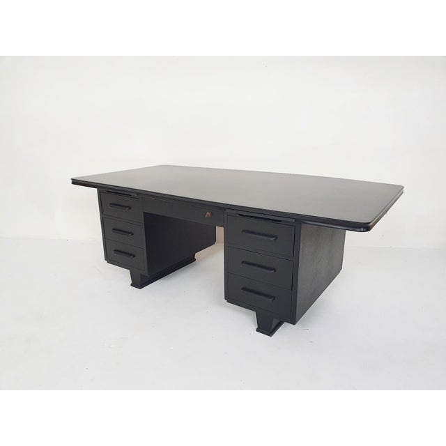 Large Black Wooden Executive Desk, 1960s For Sale - Image 6 of 18