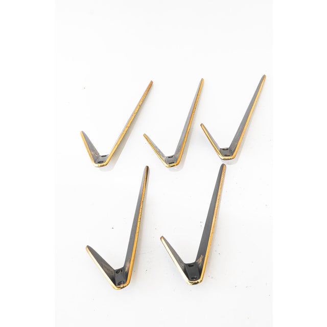 Metal Vintage Asymetric Wall Hooks by Hertha Baller, Austria, 1950s, Set of 5 For Sale - Image 7 of 7
