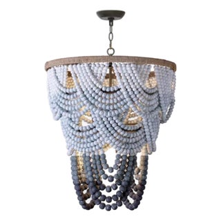 Coastal Regina Andrew Ombre Wood Bead Chandelier For Sale