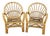 Pair Mid Century Modern Rattan Bamboo Armchairs Boho Sunburst Fan Back Chairs For Sale