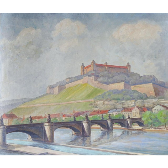 Mid 20th Century Mid Century Painting Marienberg Fortress Wurzburg Germany For Sale - Image 5 of 5