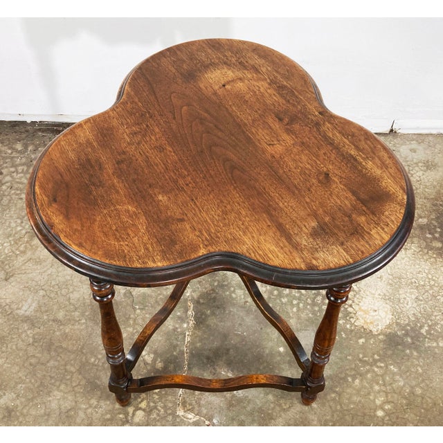 Vintage Walnut Cloverleaf Side Table For Sale - Image 4 of 12